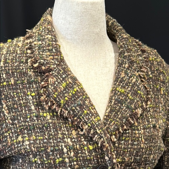 J Jill Brown and Green Blazer Structured Wool Blend - Picture 3 of 11